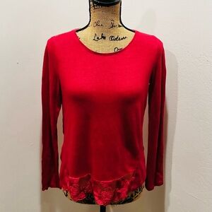 Women Sundance Hot Pink Lace Back Long Sleeve Top Size S
